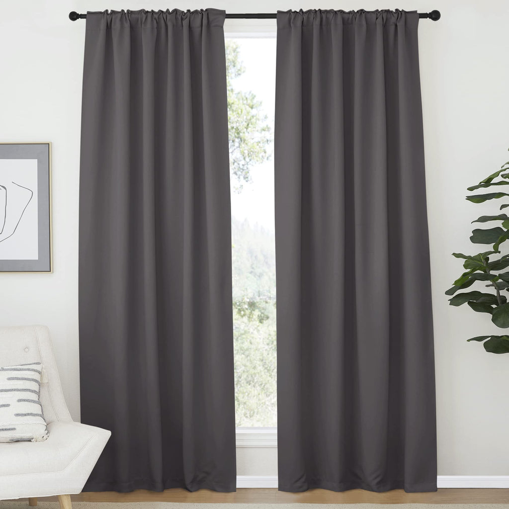 Nicetown Bedroom Blackout Draperies And Window Treatment- (Gray Color) 52 Width X 72 Length, 2 Panels Set, Solid Blackout Curtain Panels
