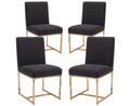 Cimota Black Modern Dining Chairs Set Of 4, Upholstered Linen Dining Room Chairs Armless Side Chair With Gold Base For Kitchen,