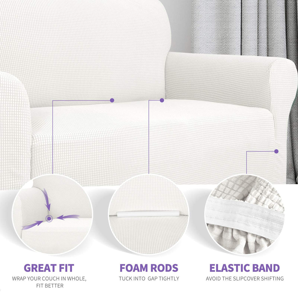Znsayotx Stretch Oversized Couch Cover Universal Sofa Covers For Living Room Dogs Pet Furniture Protector Spandex Extra Large Sofa Slipcovers With Anti Slip Foam Sticks (White, Xl Sofa)