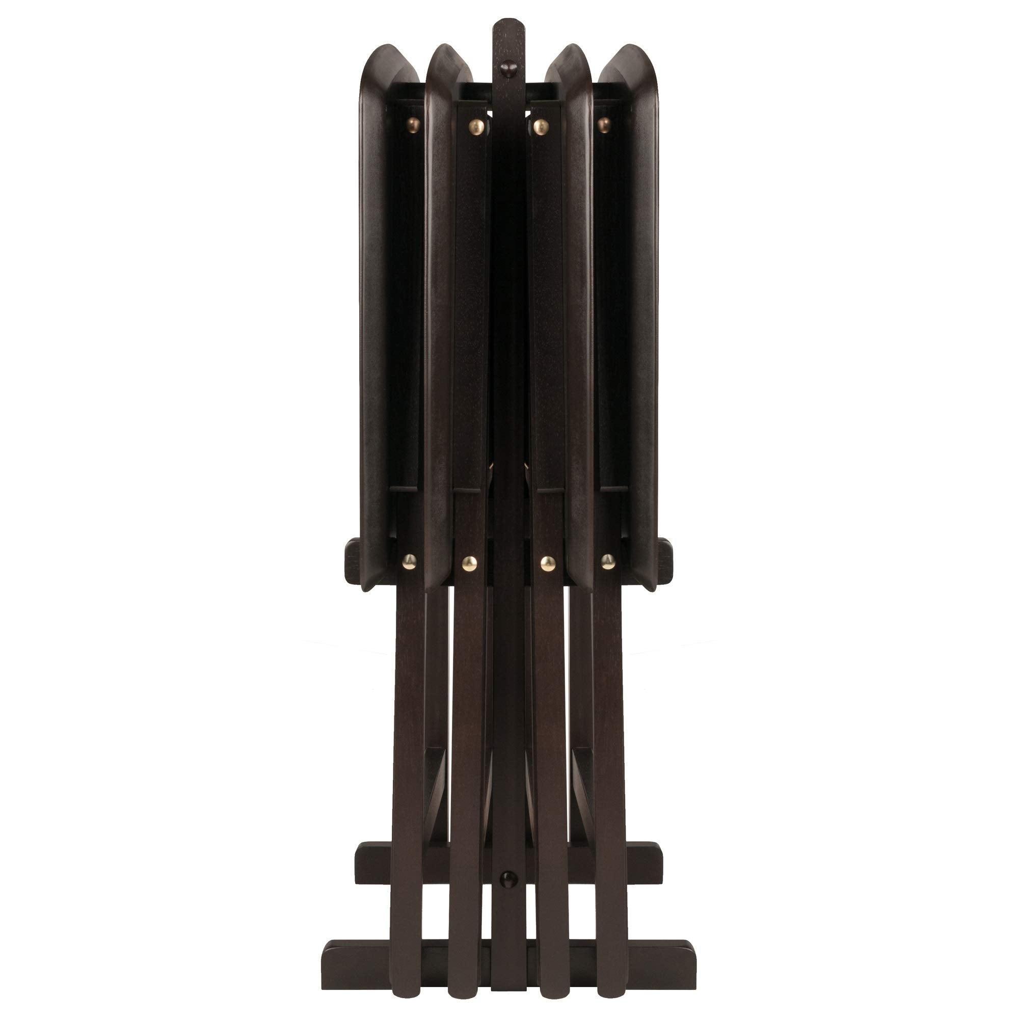 Ergode Wood Anila 5-Piece Snack Table Set | Folding Trays | Enhance Entertaining Experience