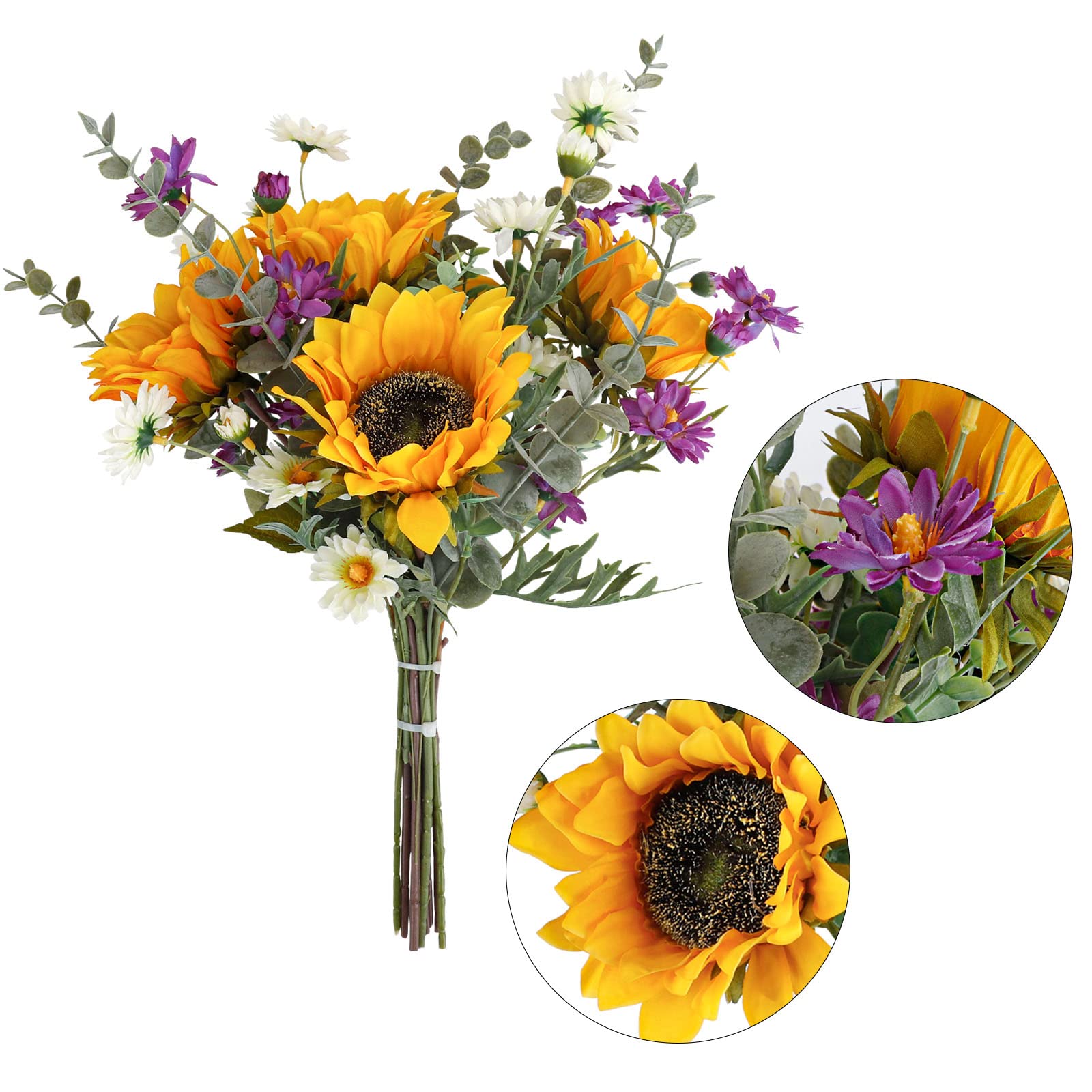 Cewor Artificial Sunflowers Bouquet Fake Flower Bouquet With Sunflowers For Bridal Bouquets Wedding Centerpieces Decor Party Tab