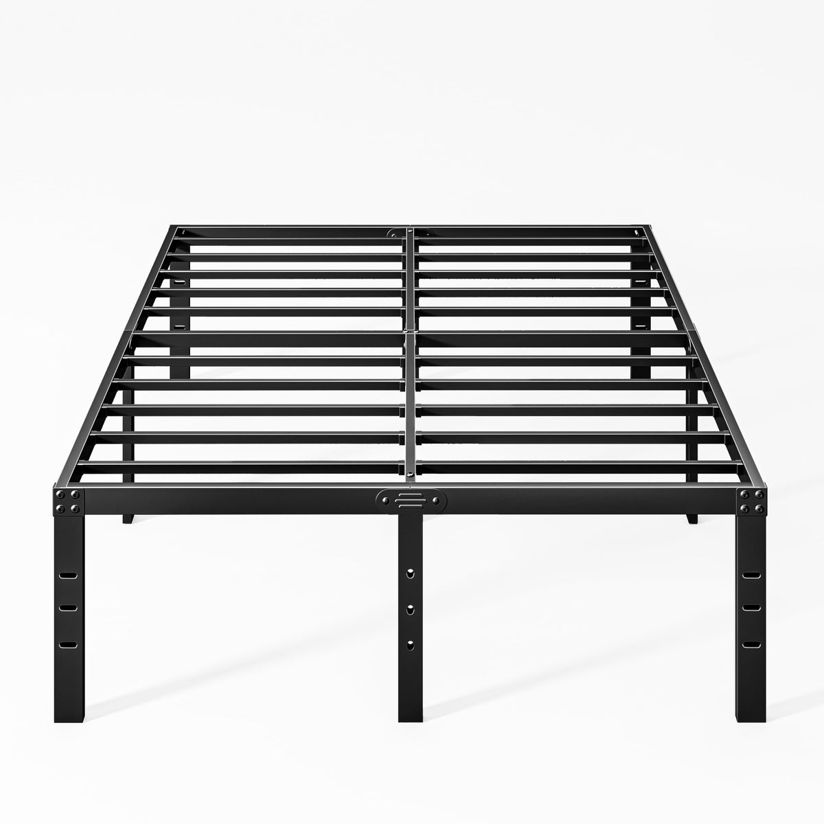 LUKIROYAL Full Metal Bed Frame - 18in No Box Spring Needed, Platform Design, Heavy Duty 9 Legs, Edge Safety Bumpers, Easy Assemb
