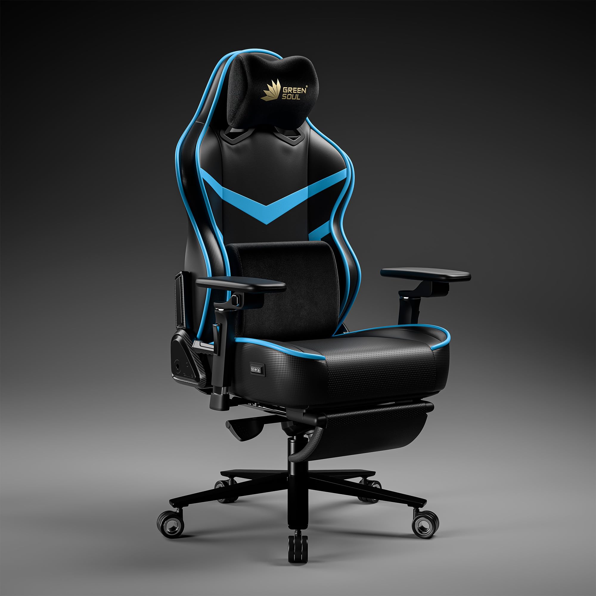 Green Soul Monster Pro | Gaming & Office Chair | Ventilated Seats, Massager & Ergocurve Legrest | Memory Foam Magnetic Neck & Lu