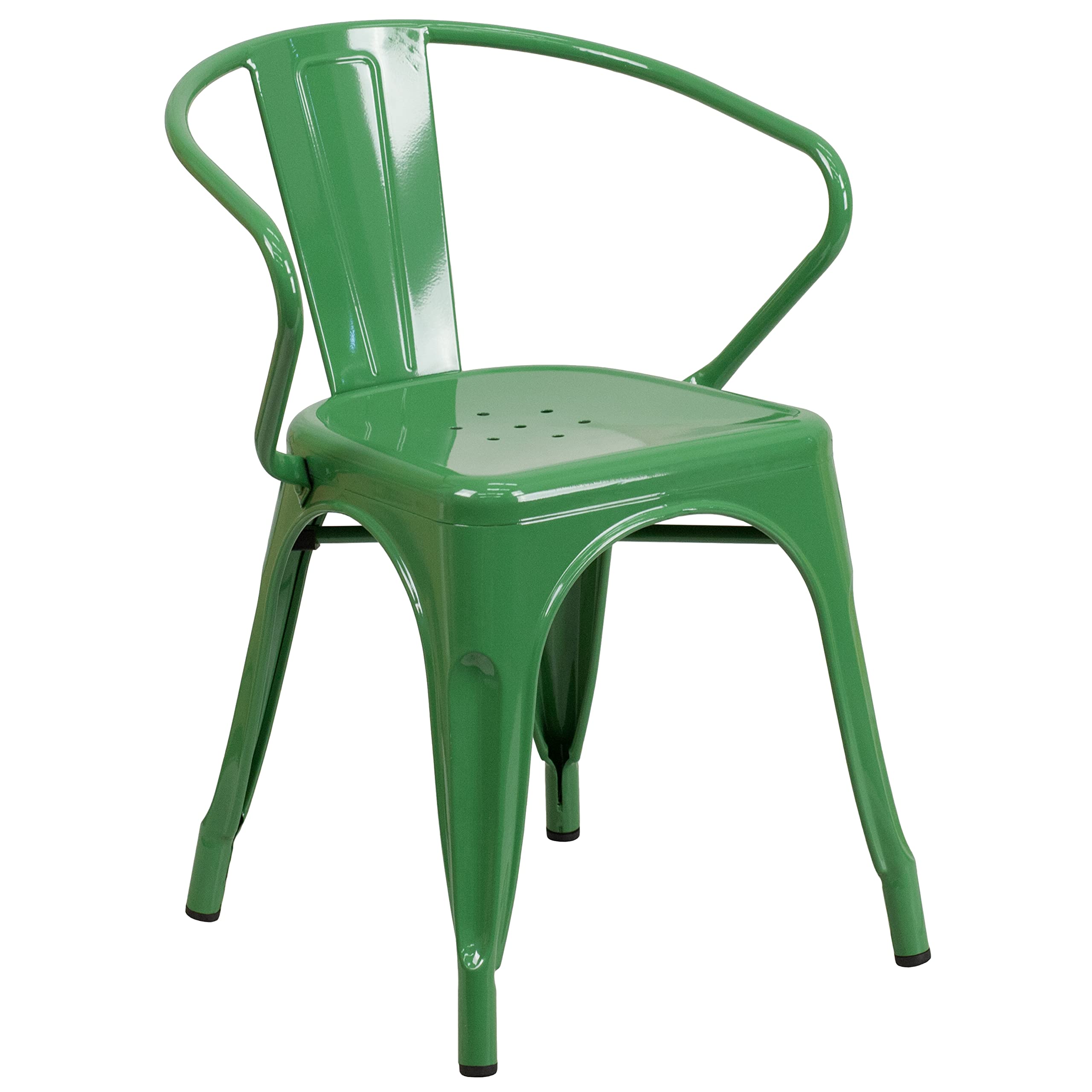 Flash Furniture Conrad Commercial Grade 30" Round Green Metal Indoor-Outdoor Table Set with 2 Arm Chairs