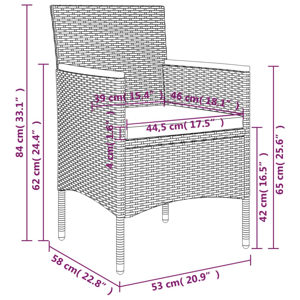 vidaXL 5-Piece Outdoor Patio Dining Set – Weather-Resistant PE Rattan, Tempered Glass Tabletop, Cushioned Chairs - Gray and Black