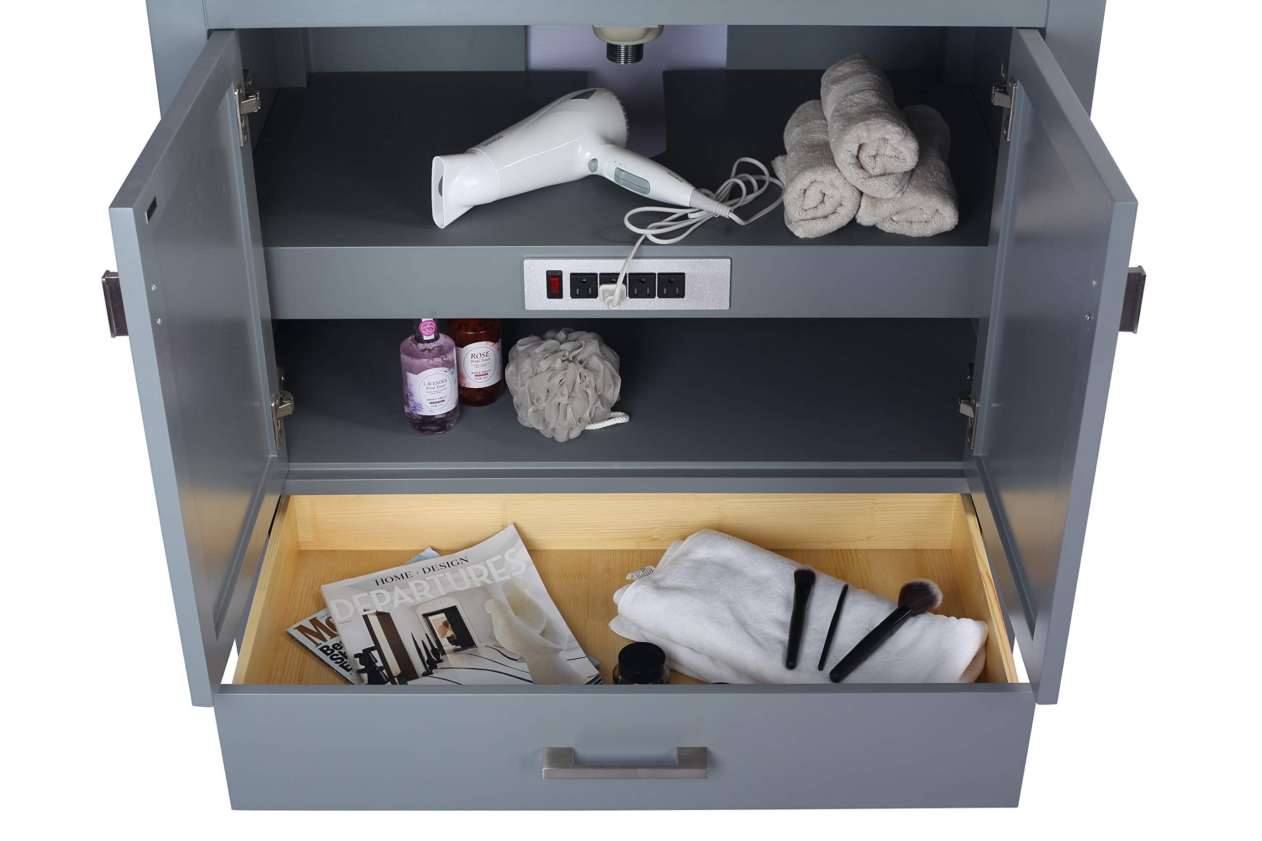Laviva Wilson 36 - Grey Cabinet White Quartz Countertop