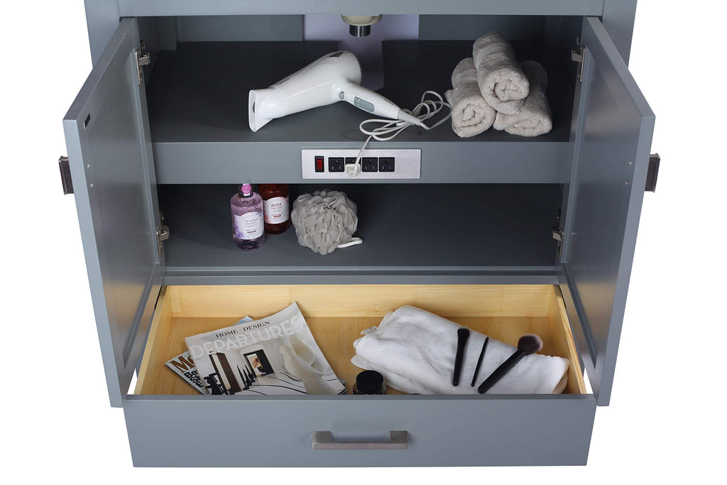 Laviva Wilson 36 - Grey Cabinet Matte White Viva Stone Solid Surface Countertop