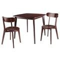 Ergode Pauline 3-Pc Table and Chair Set | Compact Size | Solid Wood | Walnut Finish | Ideal for Smaller Spaces | Assembly Required