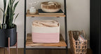 Kriitools Pink Girls Baby Nursery Rope Toys Baskets , Decorative Woven Storage Baskets For Gift, Cubes Storage Organizer Baskets