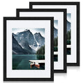 Hongkee 11x14 Picture Frames set of 3, Made of Wooden and Black Photo frame - Displays 8x10 Picture with Mat or 11 x 14 Poster w
