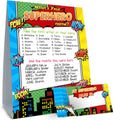 cidobi What s Your Superhero Name Game, Birthday Party Game Set, Including 1 Superhero Name Game Double Sided Sign and 30 Stick