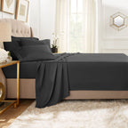 Clara Clark Queen Sheets, 6 Piece Set - Hotel Luxury Sheets For Queen Size Bed, Super Soft Bedding Sheets & Pillowcases, Queen Size Sheets, Black