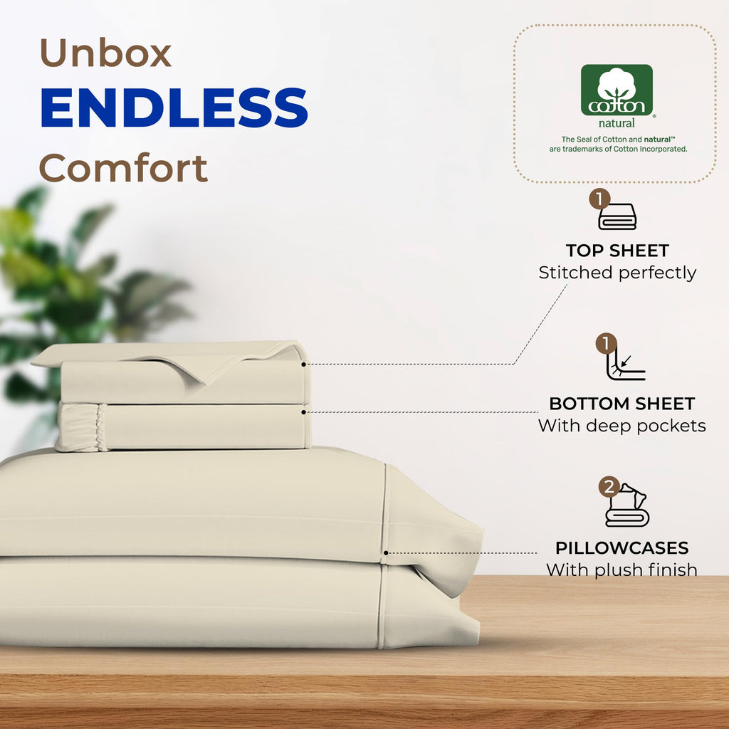 Thread Spread 100% Egyptian Cotton Sheets California King Size - 600 Thread Count 4 Pc Luxury Sheets Cal King Size, Soft, Coolin