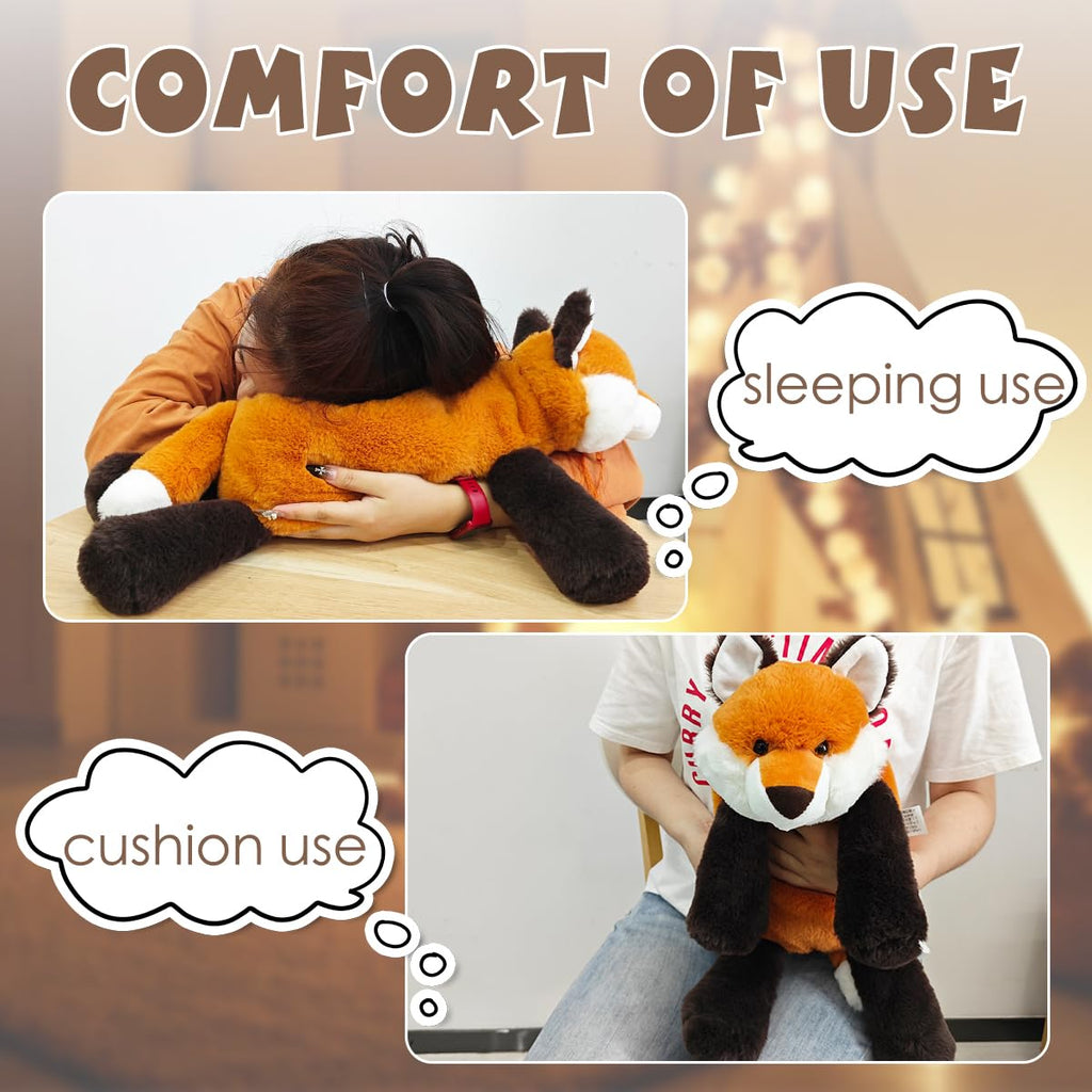 Arelux Soft Red Fox Stuffed Animals:18In Fox Plush Cute Cuddly Body Pillow Hug Sleeping Fluffy Wild Animal Toys Bed Decor Plushi