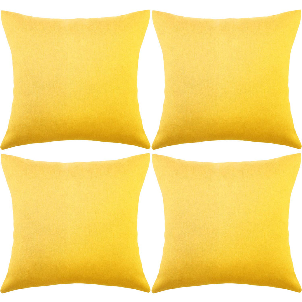 Boao 4 Pack Decorative Outdoor Waterproof Throw Pillow Covers, Square Patio Balcony Garden Waterproof Cushion Case, Pu Coating Pillow Shell For Couch,Bed, Patio, Sofa,Tent,18 X 18 Inch(Bright Yellow)