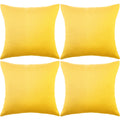 Boao 4 Pack Decorative Outdoor Waterproof Throw Pillow Covers, Square Patio Balcony Garden Waterproof Cushion Case, Pu Coating Pillow Shell For Couch,Bed, Patio, Sofa,Tent,18 X 18 Inch(Bright Yellow)