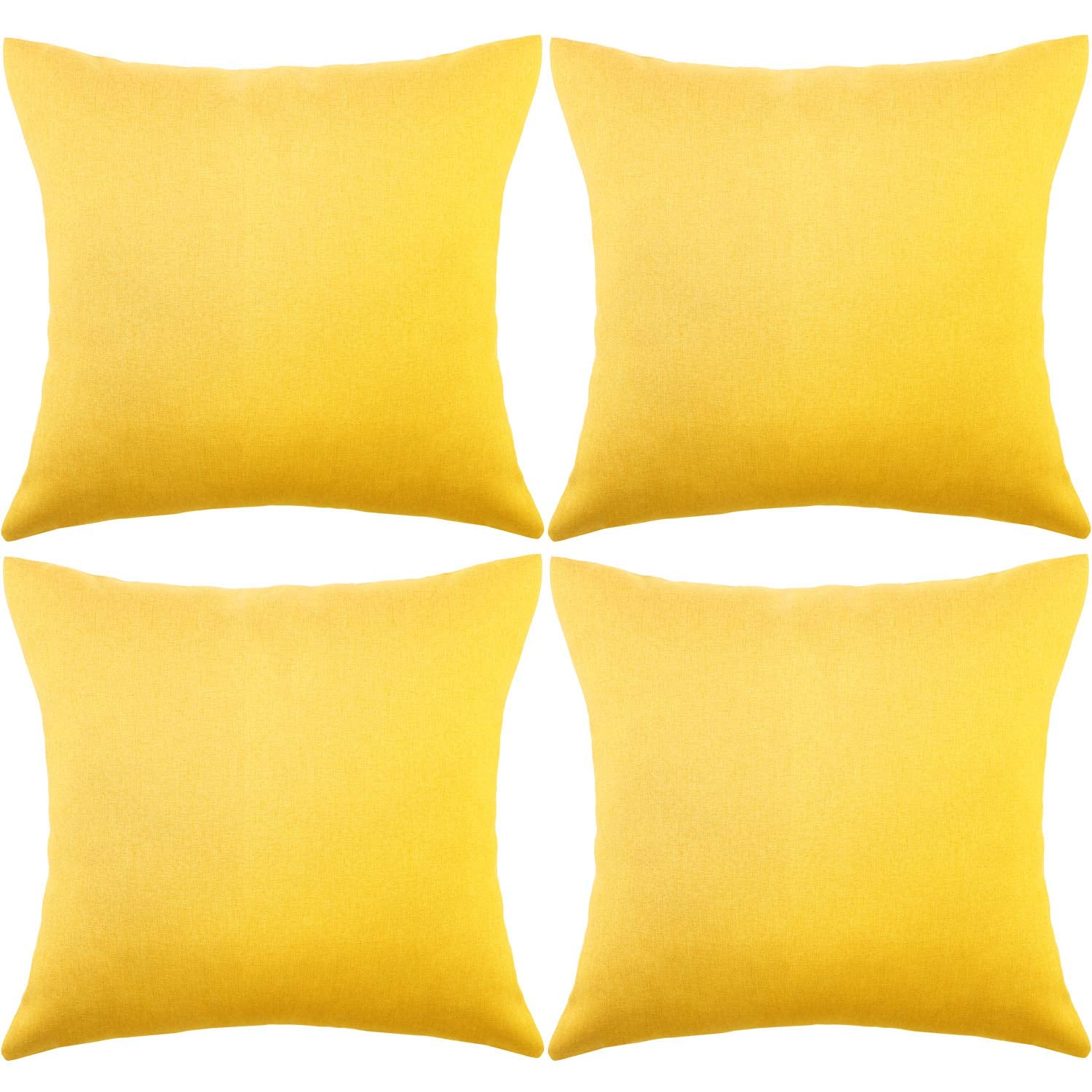 Boao 4 Pack Decorative Outdoor Waterproof Throw Pillow Covers, Square Patio Balcony Garden Waterproof Cushion Case, Pu Coating Pillow Shell For Couch,Bed, Patio, Sofa,Tent,18 X 18 Inch(Bright Yellow)