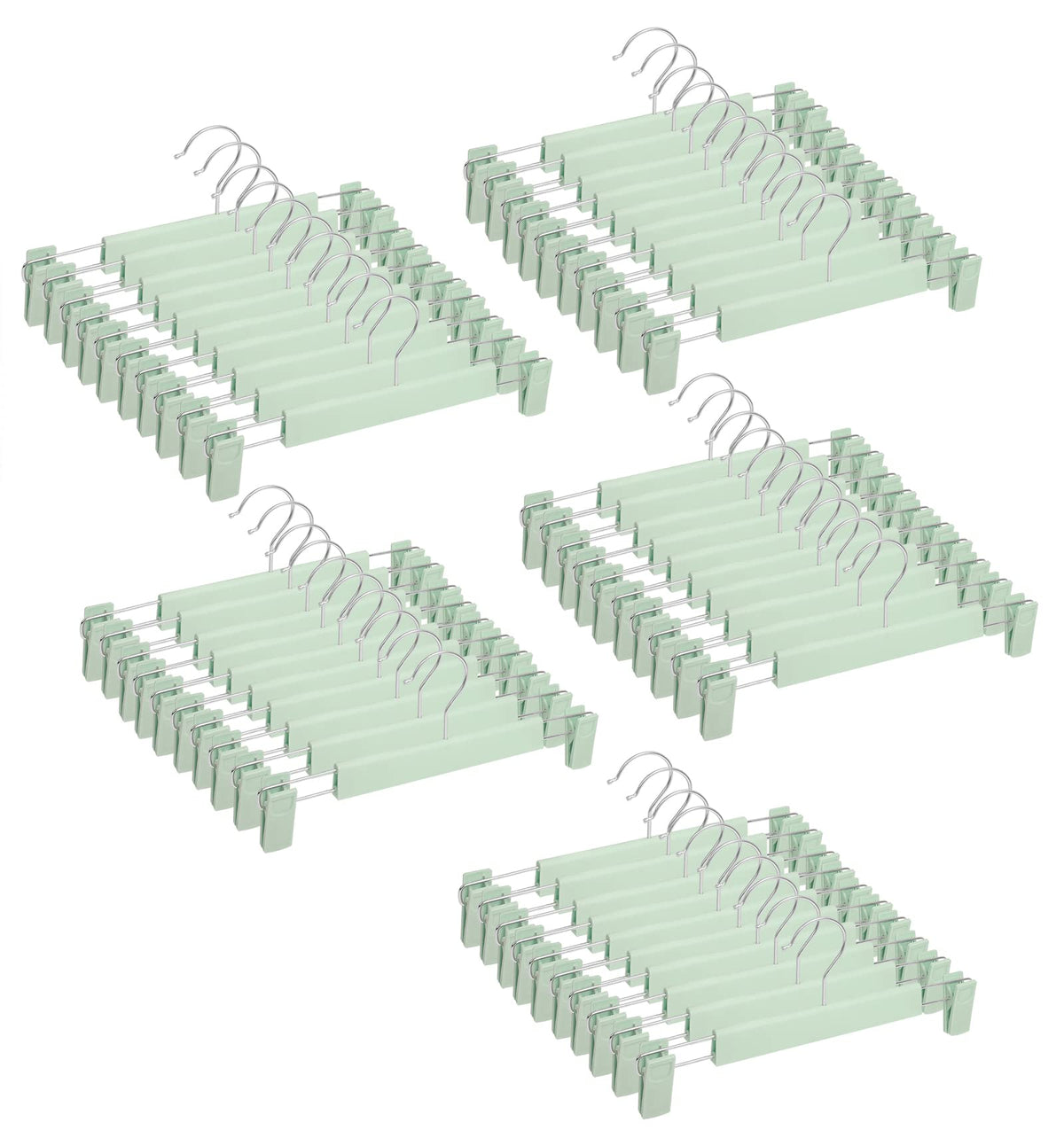 Pants Hangers with Clips Skirt Hangers for Women Plastic Clip Hangers for Pants Clothes Hangers (50pack, Green)