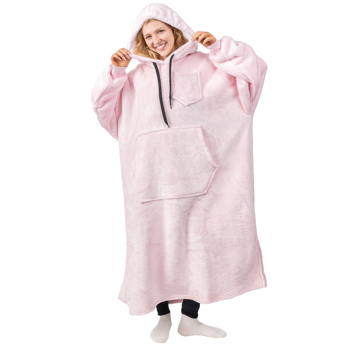 Pavilia Blanket Hoodie For Women Pink, Sherpa Wearable Blanket Men, Cozy Oversized Sweatshirt Blanket, Warm Fleece Hooded Blanke