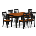 East West Furniture WEAN7-BCH-W 7 Piece Kitchen Table Set Consist of a Rectangle Dining Table with Butterfly Leaf and 6 Dining Room Chairs, 42x60 Inch, Black & Cherry