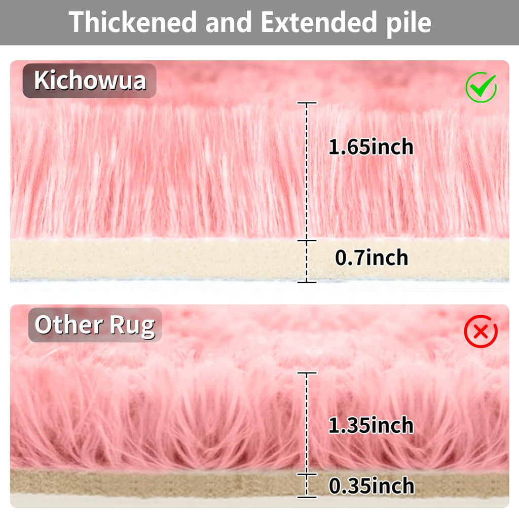 Kchowua 4X6 Pink Thick Fluffy Shag Rugs For Bedroom Girls,Machine Washable Soft Shaggy Fuzzy Throw Cute Small Area Rug For Livin