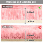 Kchowua 4X6 Pink Thick Fluffy Shag Rugs For Bedroom Girls,Machine Washable Soft Shaggy Fuzzy Throw Cute Small Area Rug For Livin