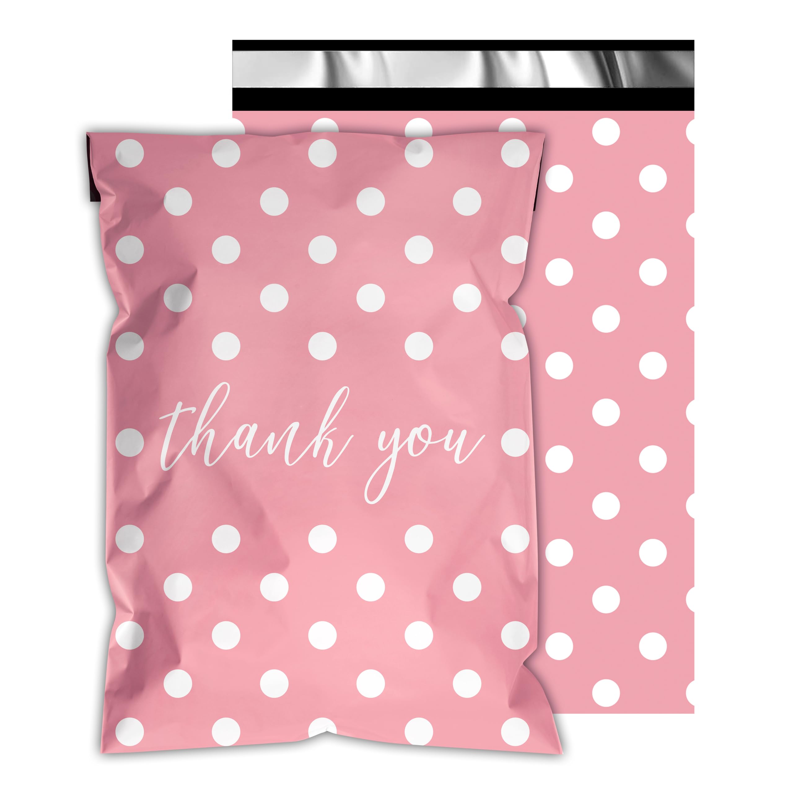 Thank You Poly Mailers 10X13 Inch 25 Pcs - Pink Dots Printed Shipping Bags, 2.4Mil Thickness, Waterproof And Tear Resistant Mail