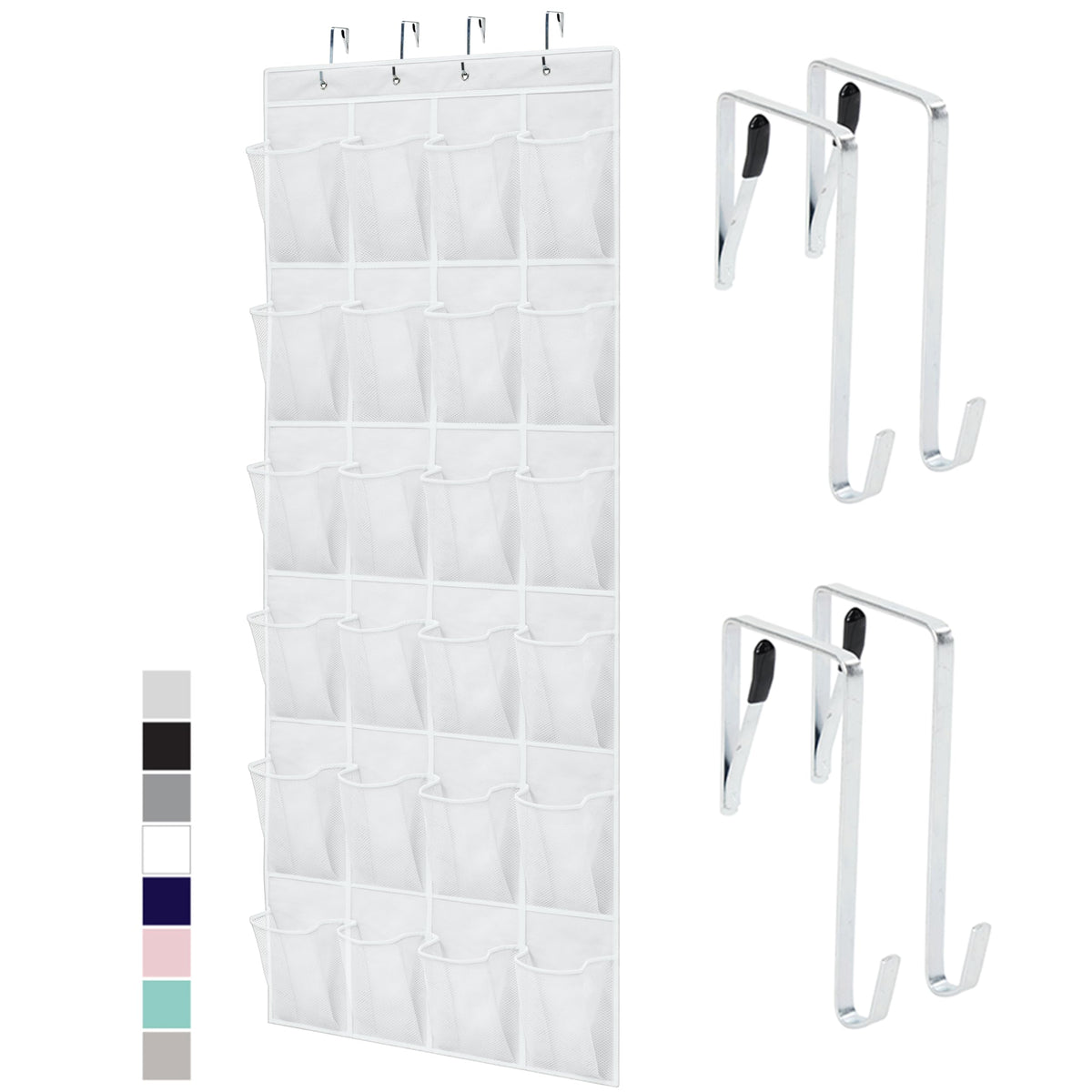Gorilla Grip Slip Resistant Breathable Space Saving Mesh Large 24 Pocket Shoe Organizer, Up to 40 Pounds, Over the Door, Sturdy 