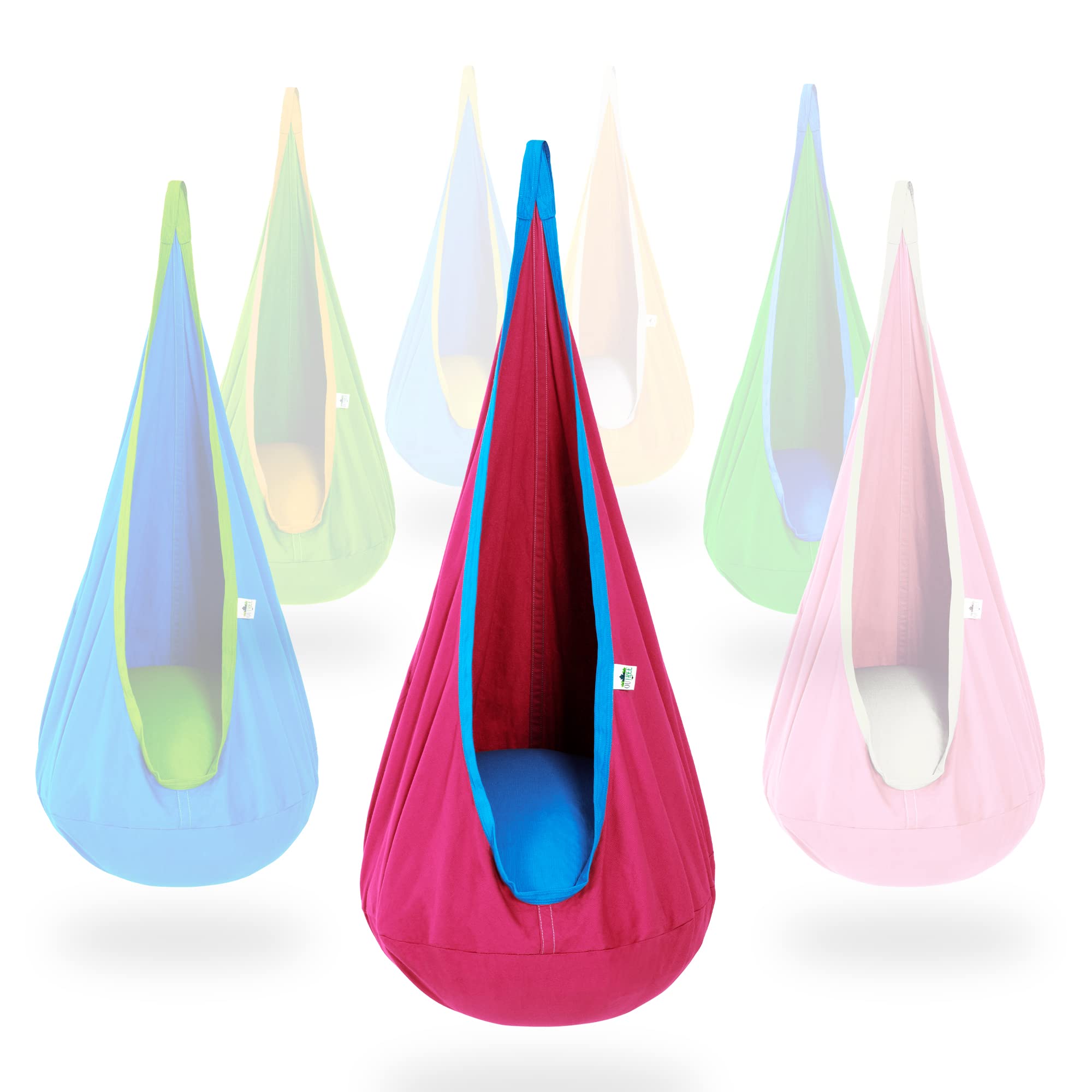 Outree Kids Pod Swing Seat Cotton Child Hammock Chair For Indoor And Outdoor Use (Pink And Blue)