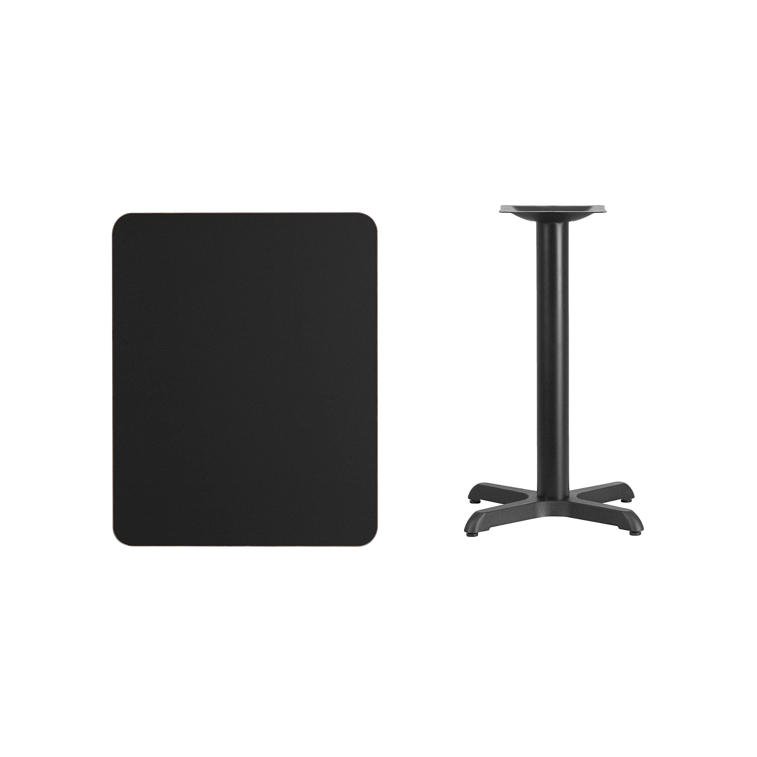 Flash Furniture Stiles 24'' x 30'' Rectangular Black Laminate Table Top with 22'' x 22'' Table Height Base