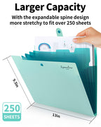 Sooez Expanding File Folder, Letter Size Accordion File Organizer, 5 Pocket Folders For Documents, Cute Folder With Labels, Port