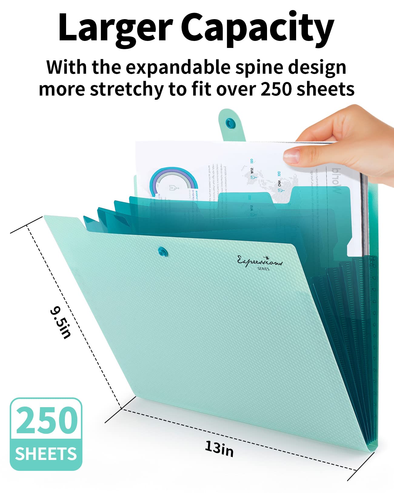 Sooez School Supplies File Folder, Letter Size Accordion File Organizer, Expanding File Folder For Document, Portable Paper Orga