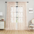 Blush Pink Lace Curtains 108 Inches Long 2 Panels Romantic Floral Sheer Curtains for Living Room Bedroom Rod Pocket Light Filter