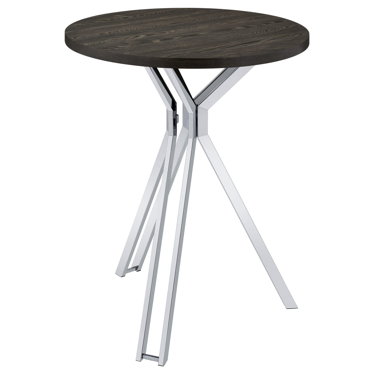 Coaster Home Furnishings Edgerton Round Wood Top Bar Table Dark Oak and Chrome