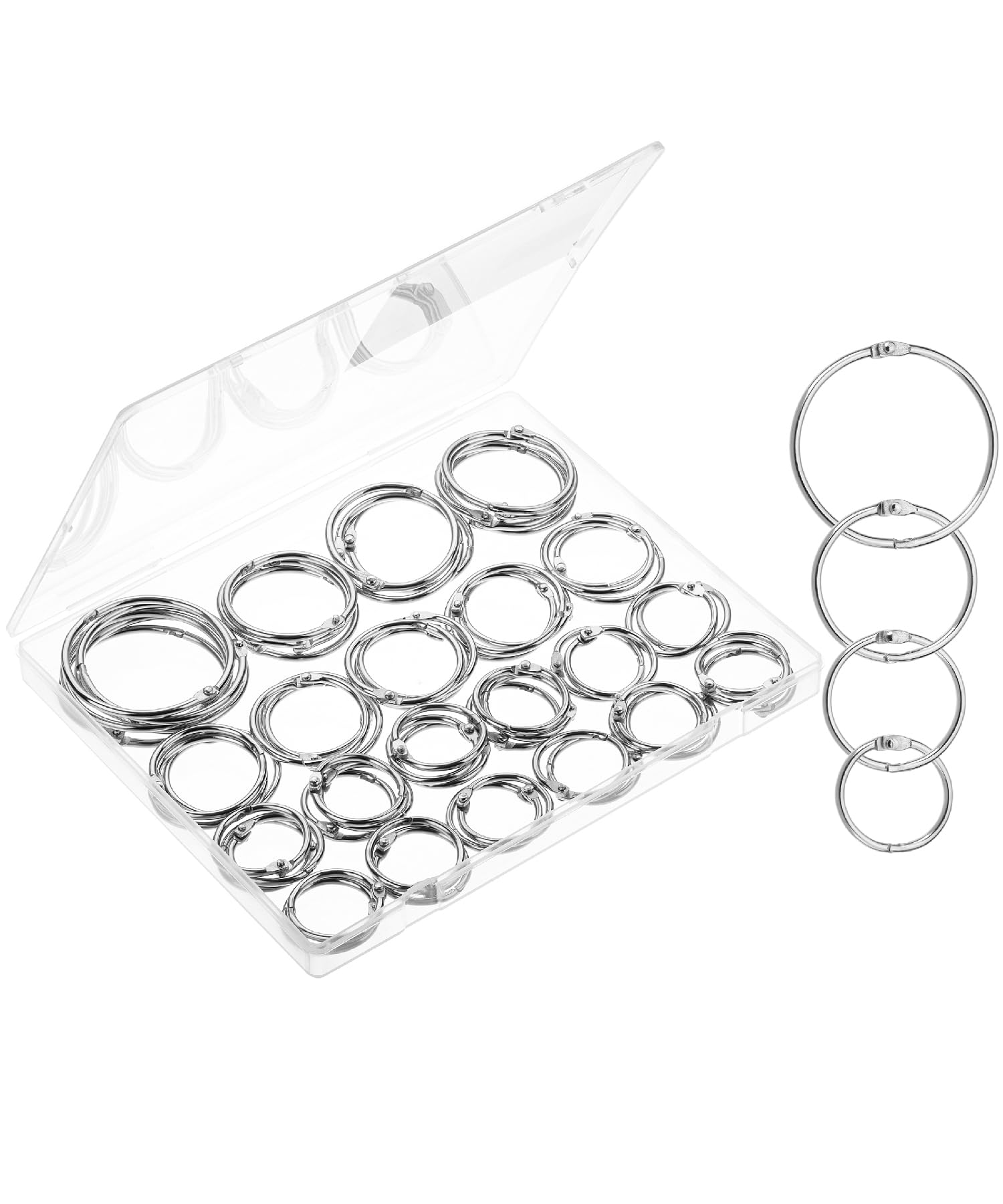 Mr. Pen- Loose Leaf Binder Ring, 60 Pack, 4 Sizes, Silver Binder Rings, Book Rings, Metal Rings For Index Cards, Rings For Flash
