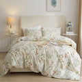 Highbuy Garden Floral Duvet Cover Full Size Soft Bedding Comforter Cover With Zipper Ties,Paisley Jacquard Green Floral Hotel Qu