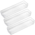 LotFancy Clear Drawer Organizers, 12    x 3    x 2   , Set of 3, Drawer Organizer Trays for Desk, Plastic Storage Bins for Bathr