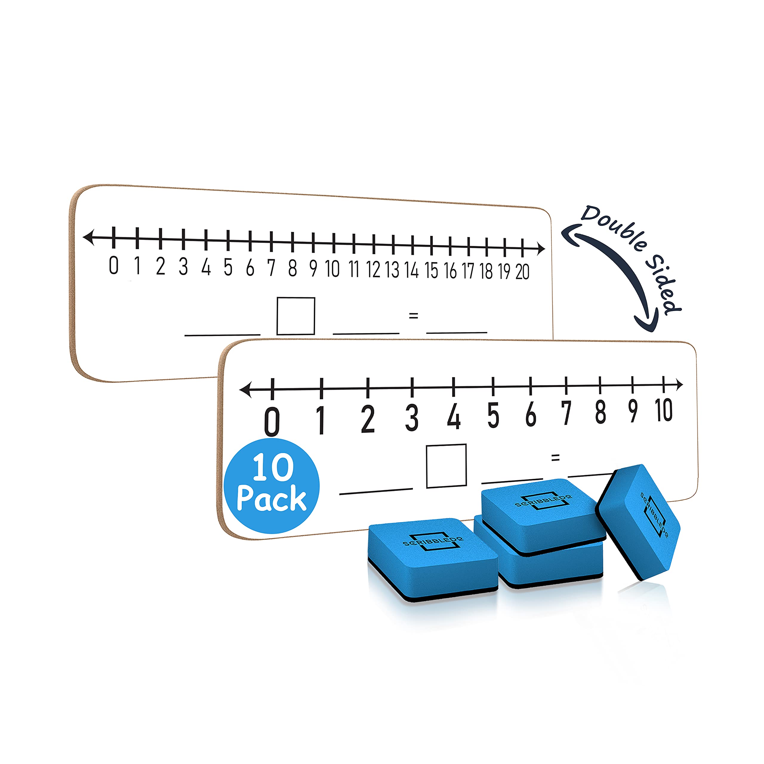 Scribbledo 10 Pack Dry Erase Number Line White Boards 4X12 Inch Lapboard Double Sided Whiteboard Numbers 1 Thru 10 And 20 I Math