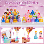 Princess Advent Calendar For Girls, 24 Days Princess Transformable Toys And Clothes Countdown Calendars Xmas Gifts For Girls Age
