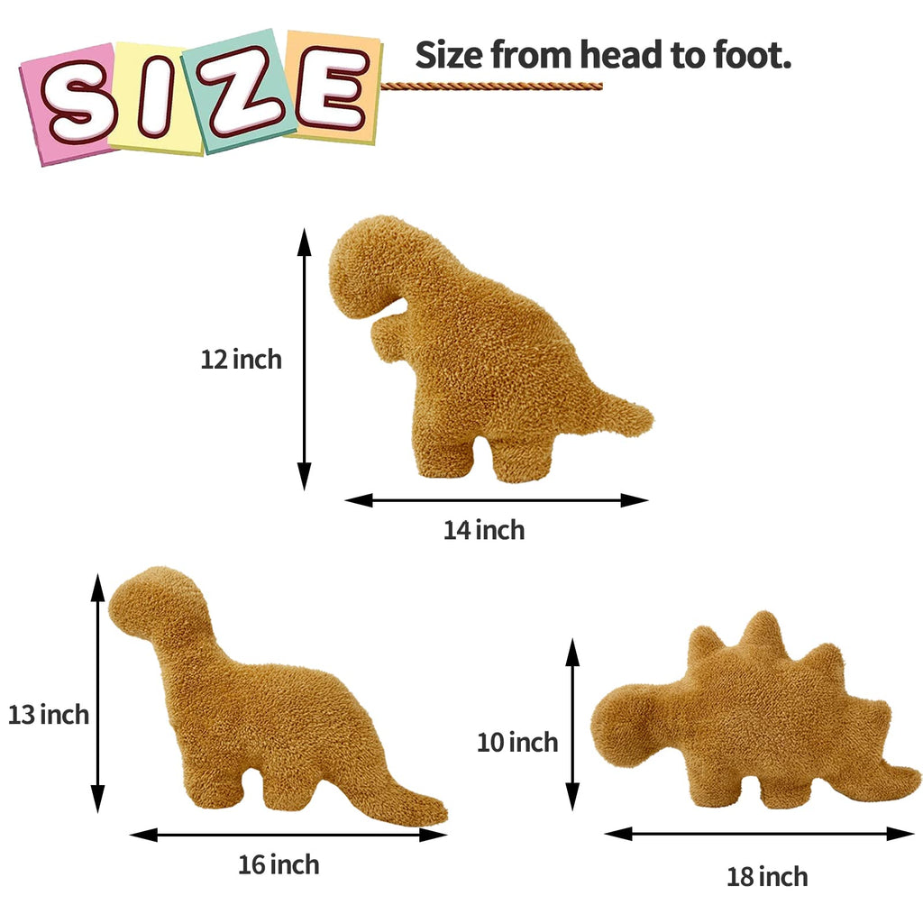 Isaacalyx Dino Nugget Pillow, Brontosaurus-16 Inch Soft Dinosaur Chicken Nuggets Pillow For Birthday Gifts, Dinosaur Theme Party