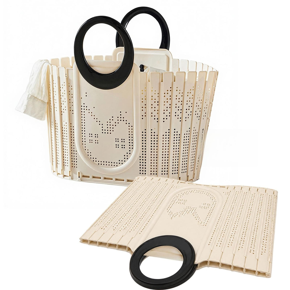2 Pack Foldable Laundry Basket Hamper, Black, 32L/8.45 Gallon