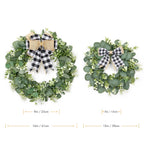 Dremisland Buffalo Plaid Wreath-16 Inch Artificial Eucalyptus Wreath With Plaid Bow | Spring Summer Fall Wreath For Front Door F