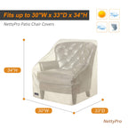 Nettypro Patio Chair Covers For Outdoor Furniture 4 Pack, Waterproof Heavy Duty Lawn Patio Furniture Cover Deep Seat Dining Chair Covers, 30W X 33D X 34H Inches, Beige