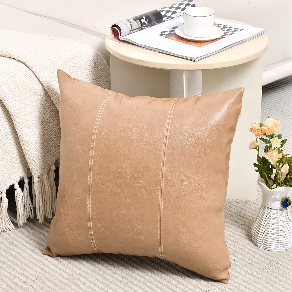Fancy Homi Tan 26X26 Pillow Covers Set Of 2, Euro Pillow Covers, Big Throw Pillow Covers For Couch Bed Bedroom Living Room, Taup