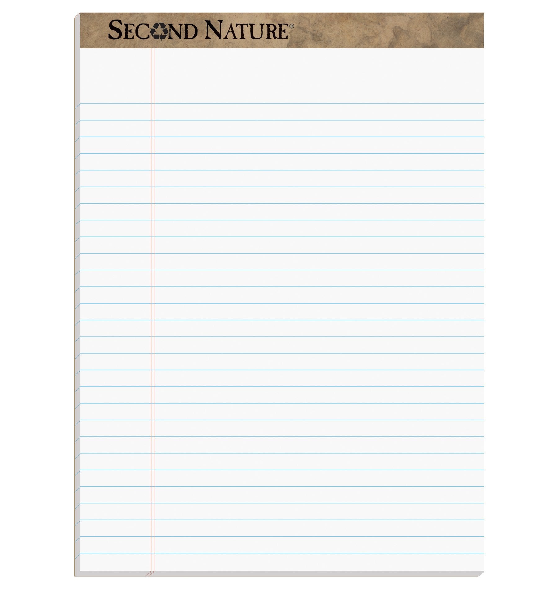 Tops Second Nature 100% Recycled 18 Lb. Legal Pad, 8-1/2 X 11-3/4 Inches, Perforated, White, Legal/Wide Rule, 50 Sheets Per Pad,