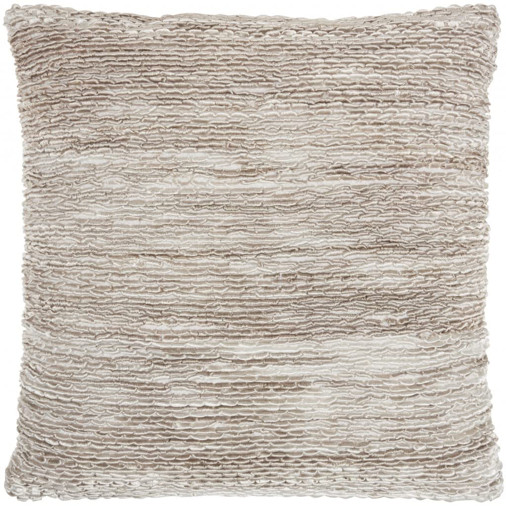 HomeRoots Polyester Taupe and White Striped Throw Pillow