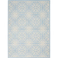 Nourison Jubilant Floral Ivory/Light Blue 53 x 73 Area-Rug, Easy-Cleaning, Non Shedding, Bed Room, Living Room, Dining Roo