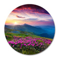 Smooffly Nature Circular Mouse Pad, Nature Purple Flowers Meadow Mountain Customized Round Non-Slip Rubber Mousepad Gaming Mouse