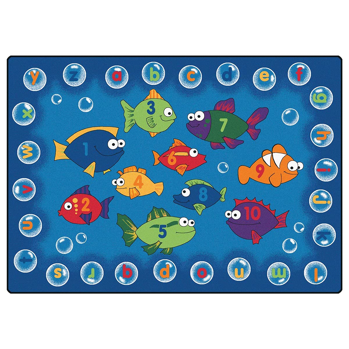 Carpets for Kids 6813 Fishing for Literacy Play Rug 3ft 10in x 5ft 5in Rectangle Blue