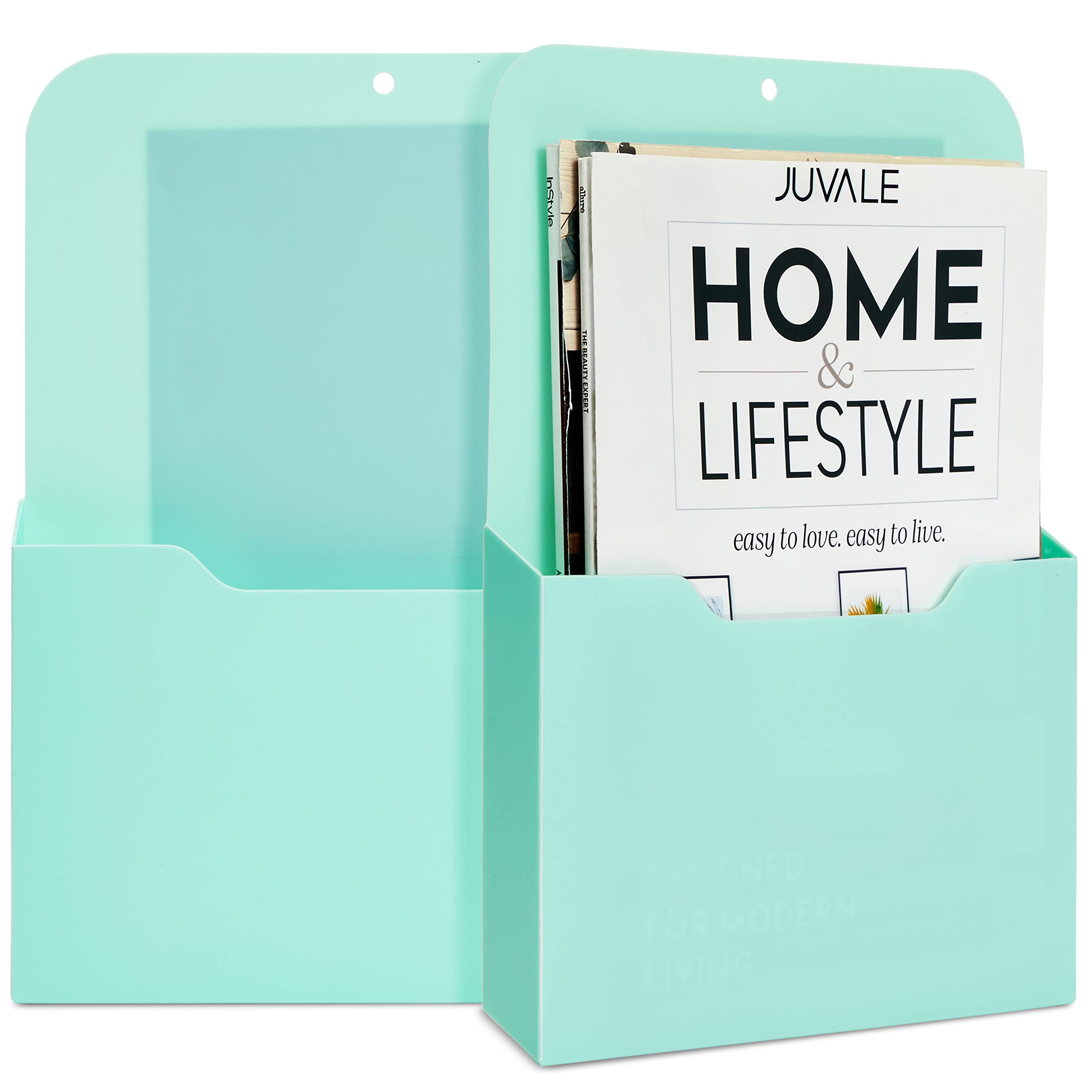 Okuna Outpost 2 Pack Mint Magnetic File Holder, Wall File Folder Organizer For Refrigerator, Cabinets, Magazines, Mail, Paper, L